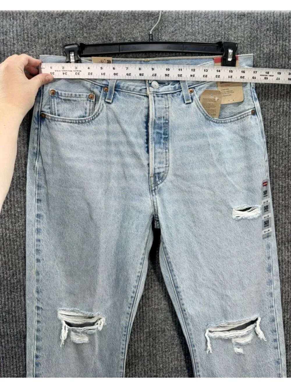 Levis 501 XX Jeans Mens 32x30 Blue Light Wash Button Fly Straight Leg Distressed